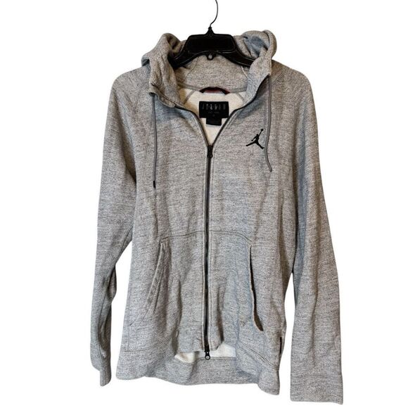 Jordan Other - Jordan Nike Wings Fleece Hoodie Sweatshirt Gray Full Zip Size Medium